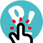 The Logo Menu logo, showing a mouse pointer clicking on a logo of Pop!_OS.